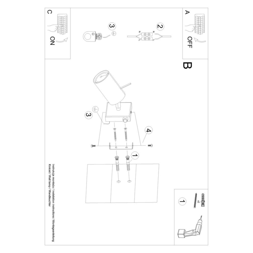 Настінний точковий світильник RING 1xGU10/10W/230V білий