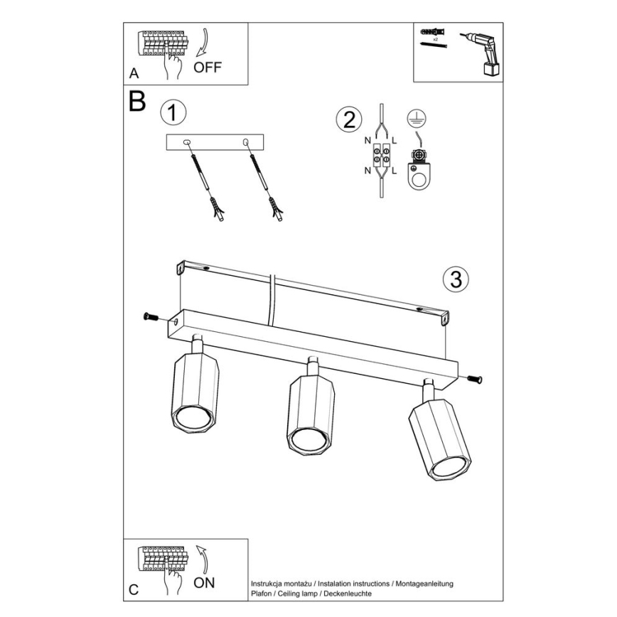 Точечный светильник ZEKE 3xGU10/40W/230V дуб