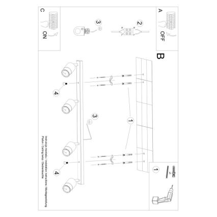 Точечный светильник NERO 4xGU10/40W/230V черный/блестящий хром