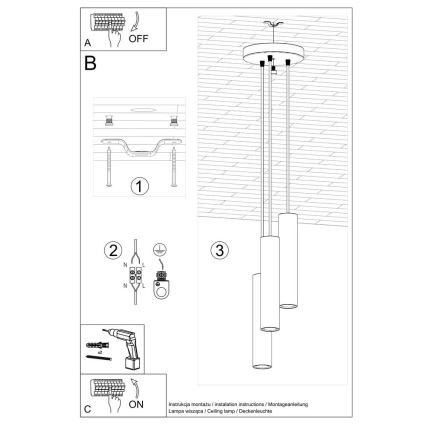 Подвесная люстра LAGOS 3xGU10/10W/230V черный