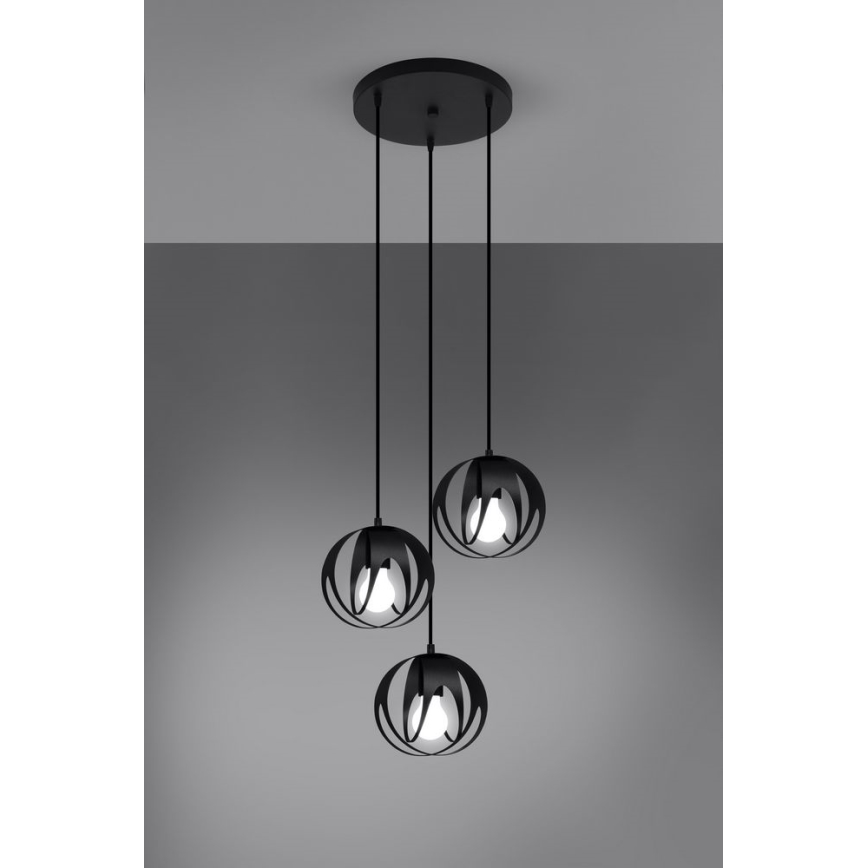 Підвісна люстра TULOS 3xE27/60W/230V чорний