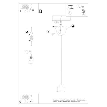 Подвесная люстра SAVAR 1xE27/60W/230V черный