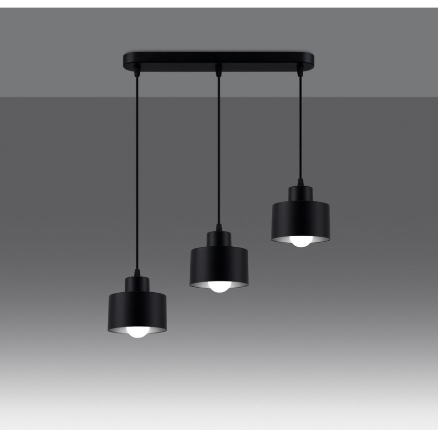 Подвесная люстра SAVAR 3xE27/60W/230V черный