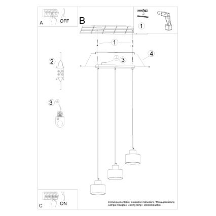 Подвесная люстра SAVAR 3xE27/60W/230V черный