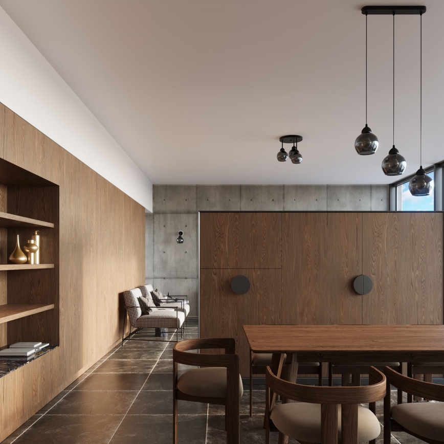 Люстра на тросі ALINO 3xE27/60W/230V чорна