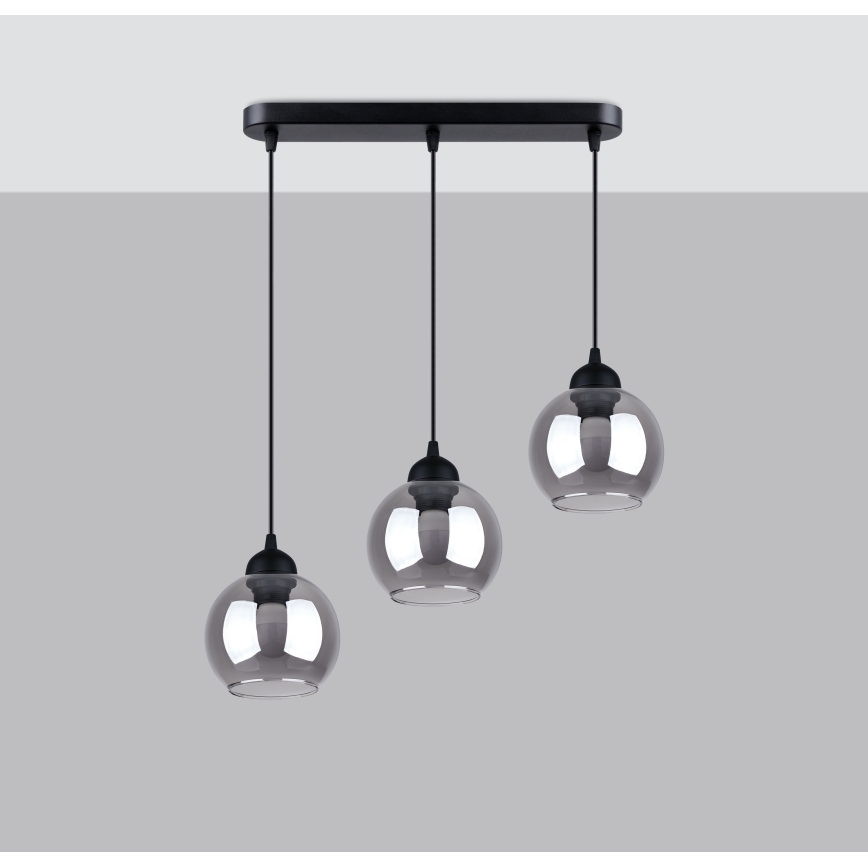 Люстра на тросі ALINO 3xE27/60W/230V чорна