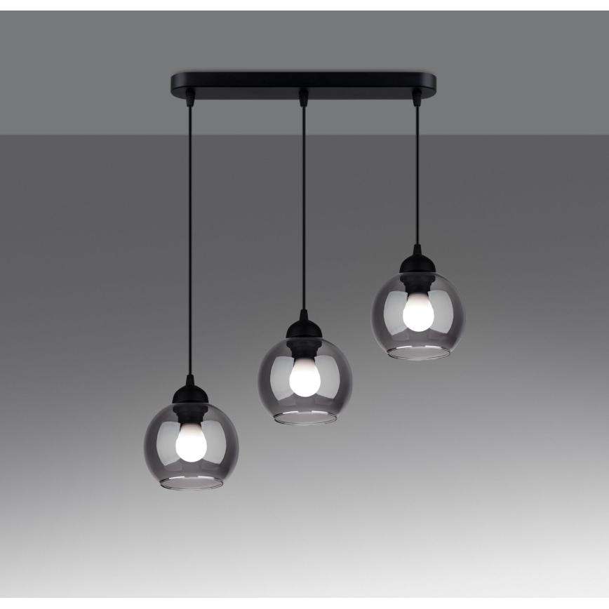 Підвісна люстра ALINO 3xE27/60W/230V чорний