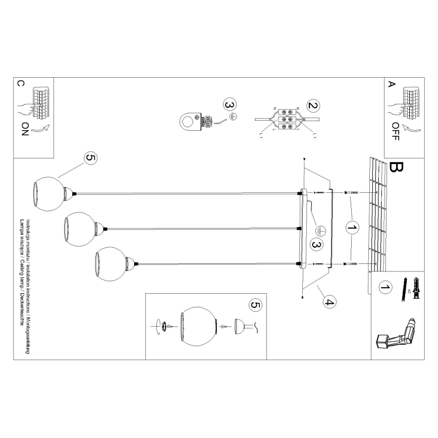 Подвесная люстра ALINO 3xE27/60W/230V черный