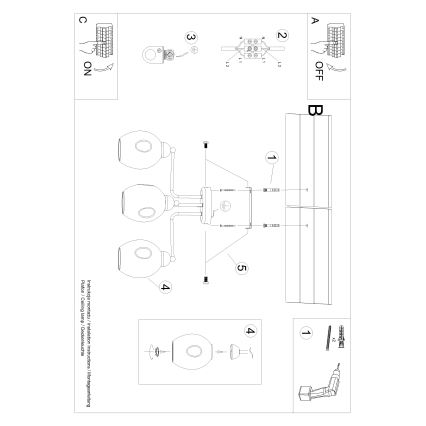 Люстра на штанге FILLAN 3xE27/60W/230V черный