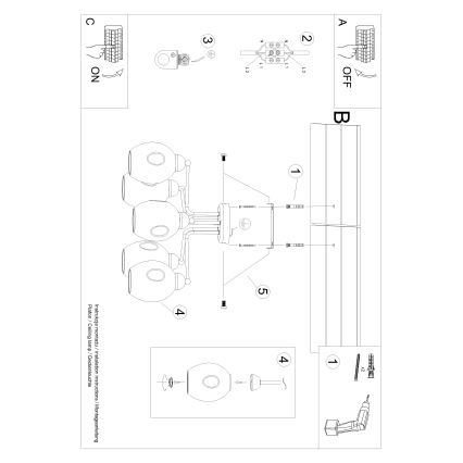 Люстра на штанге FILLAN 5xE27/60W/230V черный