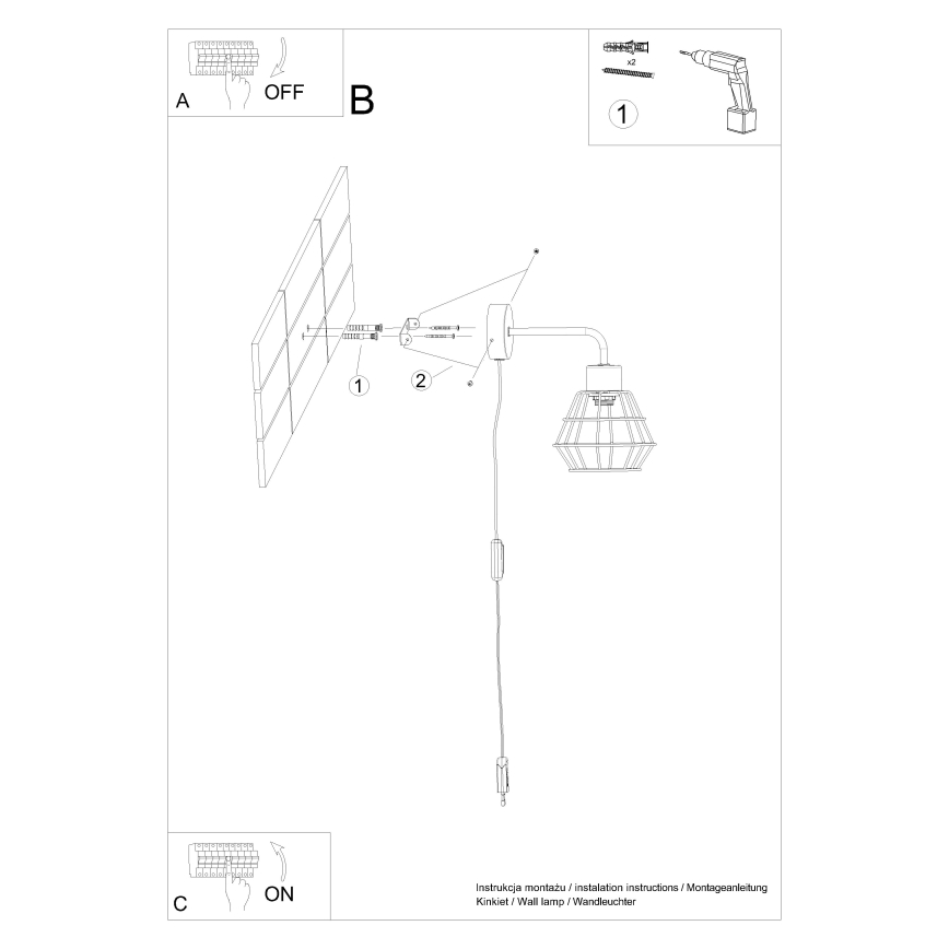 Настенная лампа SUBA 1xE27/15W/230V черный