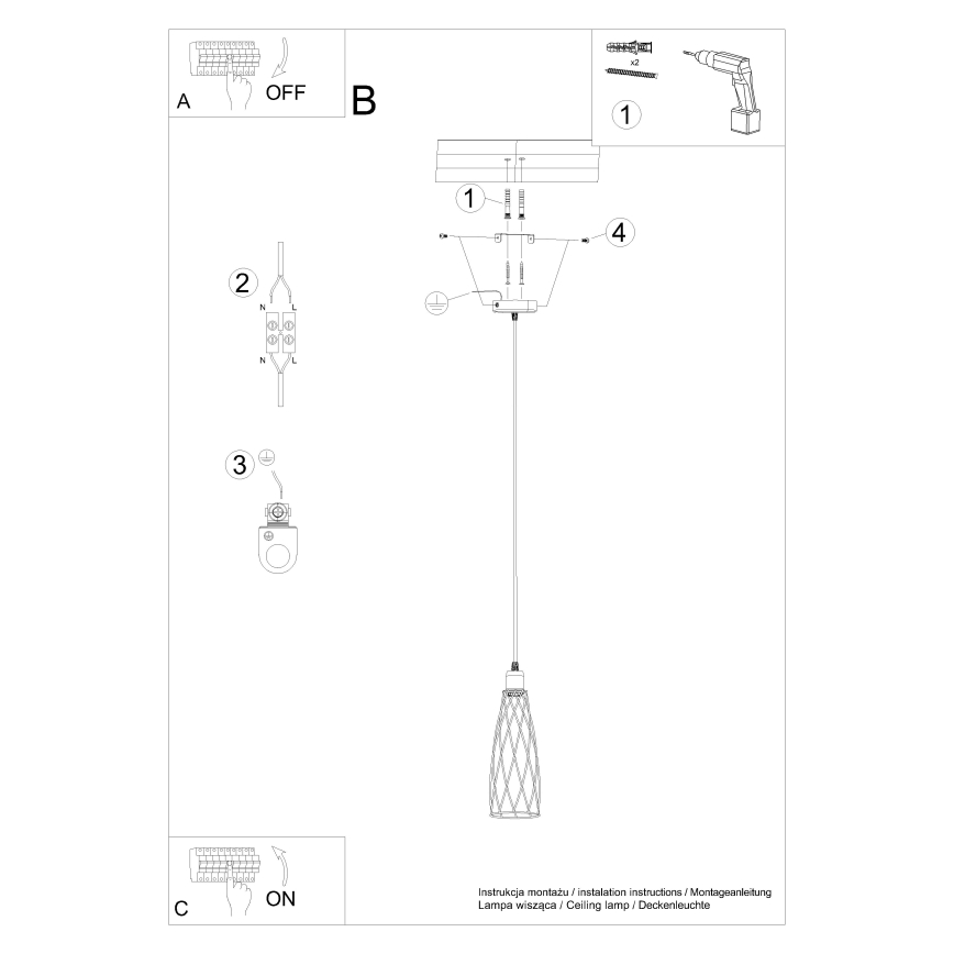 Подвесная люстра SUBA 1xE27/15W/230V черный