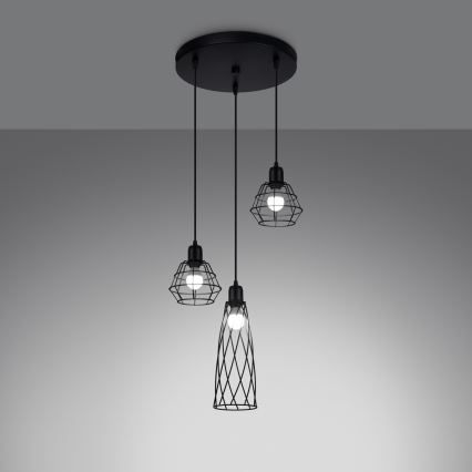 Подвесная люстра SUBA 3xE27/15W/230V черный