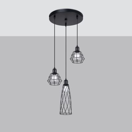 Подвесная люстра SUBA 3xE27/15W/230V черный