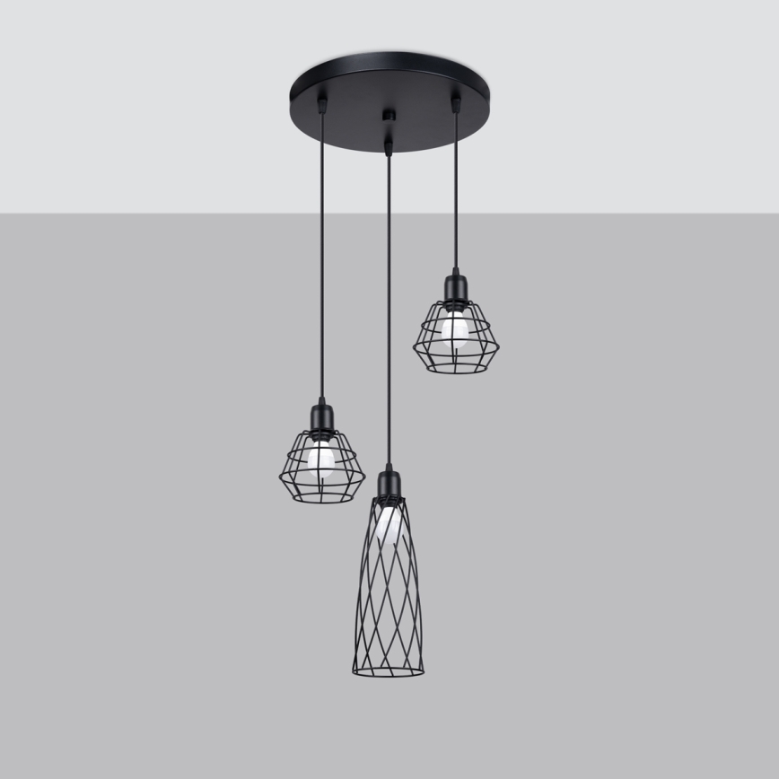 Подвесная люстра SUBA 3xE27/15W/230V черный