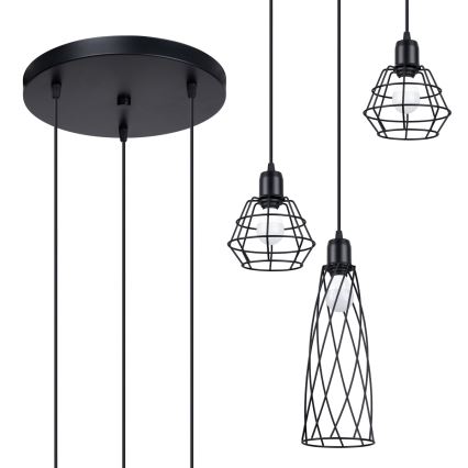 Подвесная люстра SUBA 3xE27/15W/230V черный