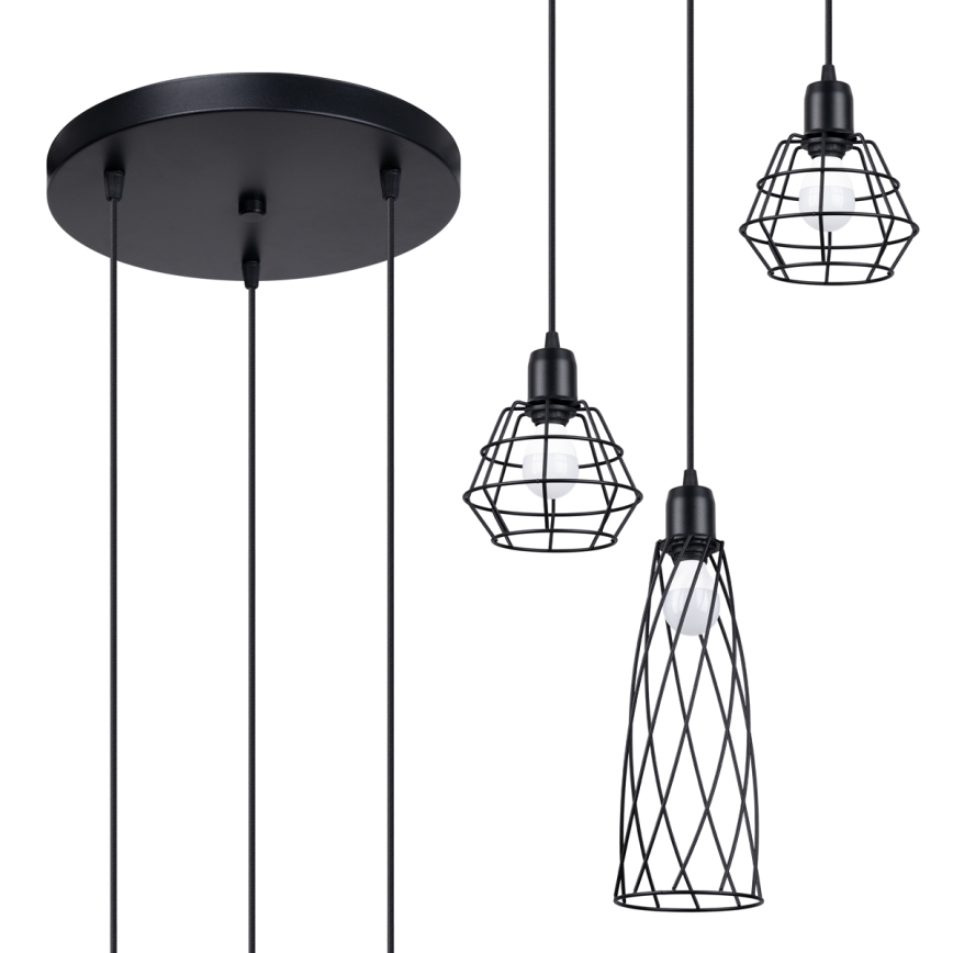 Подвесная люстра SUBA 3xE27/15W/230V черный