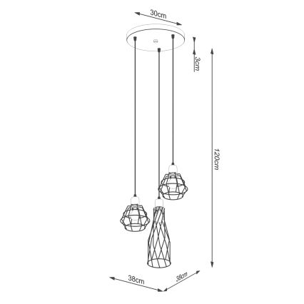 Подвесная люстра SUBA 3xE27/15W/230V черный