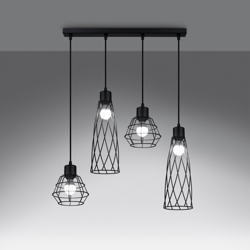 Подвесная люстра SUBA 4xE27/15W/230V черный