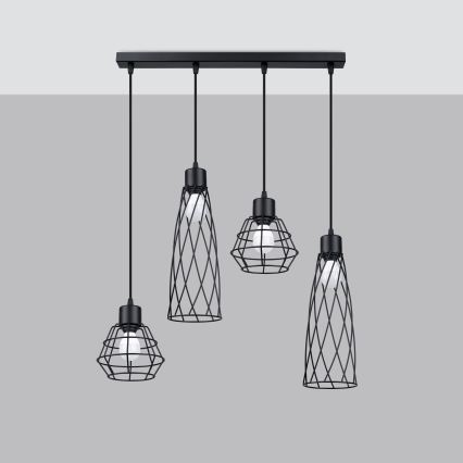 Подвесная люстра SUBA 4xE27/15W/230V черный