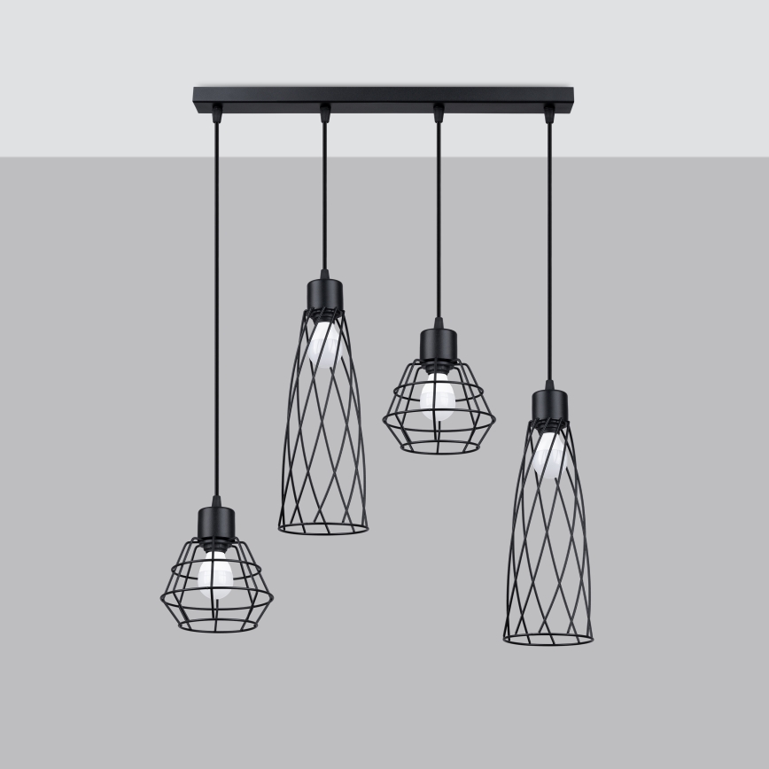Подвесная люстра SUBA 4xE27/15W/230V черный