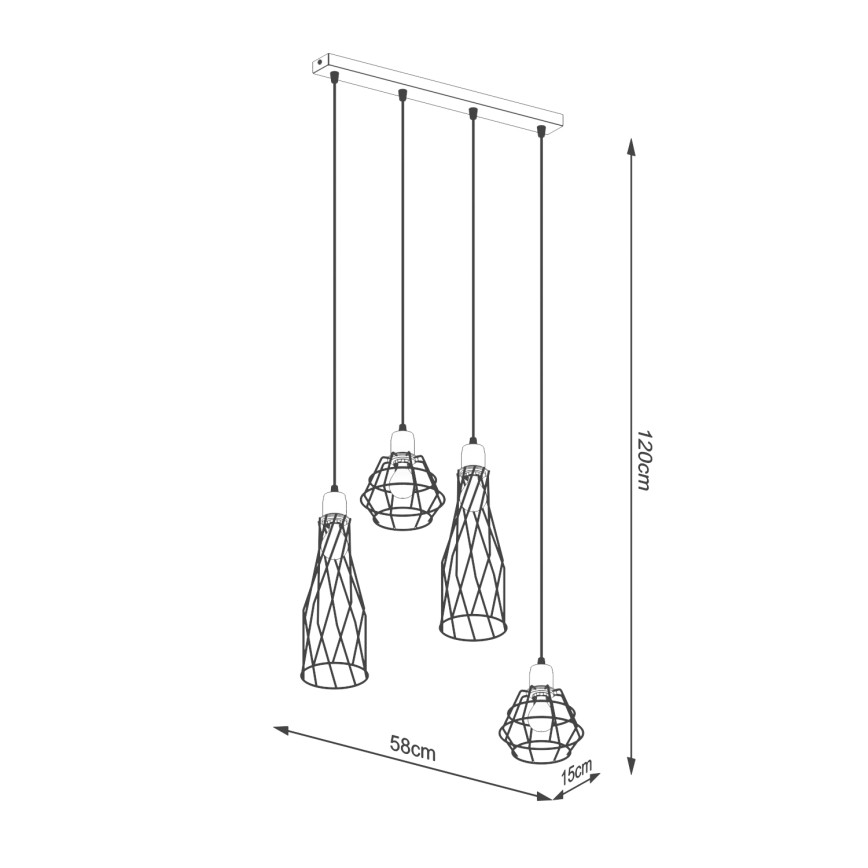 Подвесная люстра SUBA 4xE27/15W/230V черный
