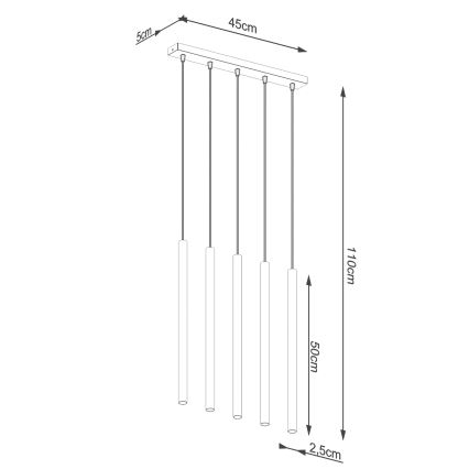 Підвісна люстра PASTELO 5xG9/8W/230V золотий
