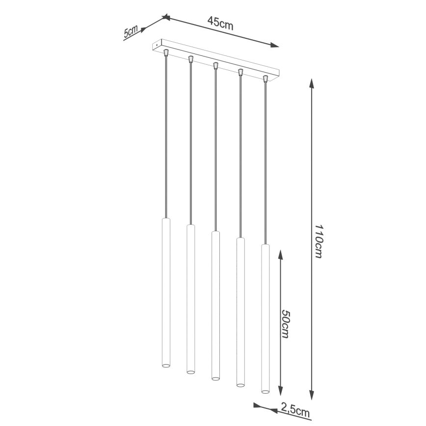Подвесная люстра PASTELO 5xG9/8W/230V золотистый