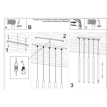 Підвісна люстра PASTELO 5xG9/8W/230V золотий