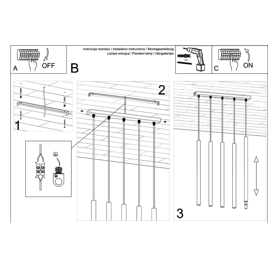 Підвісна люстра PASTELO 5xG9/8W/230V золотий
