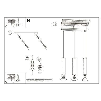 Підвісна люстра LAGOS 3xGU10/10W/230V золотий
