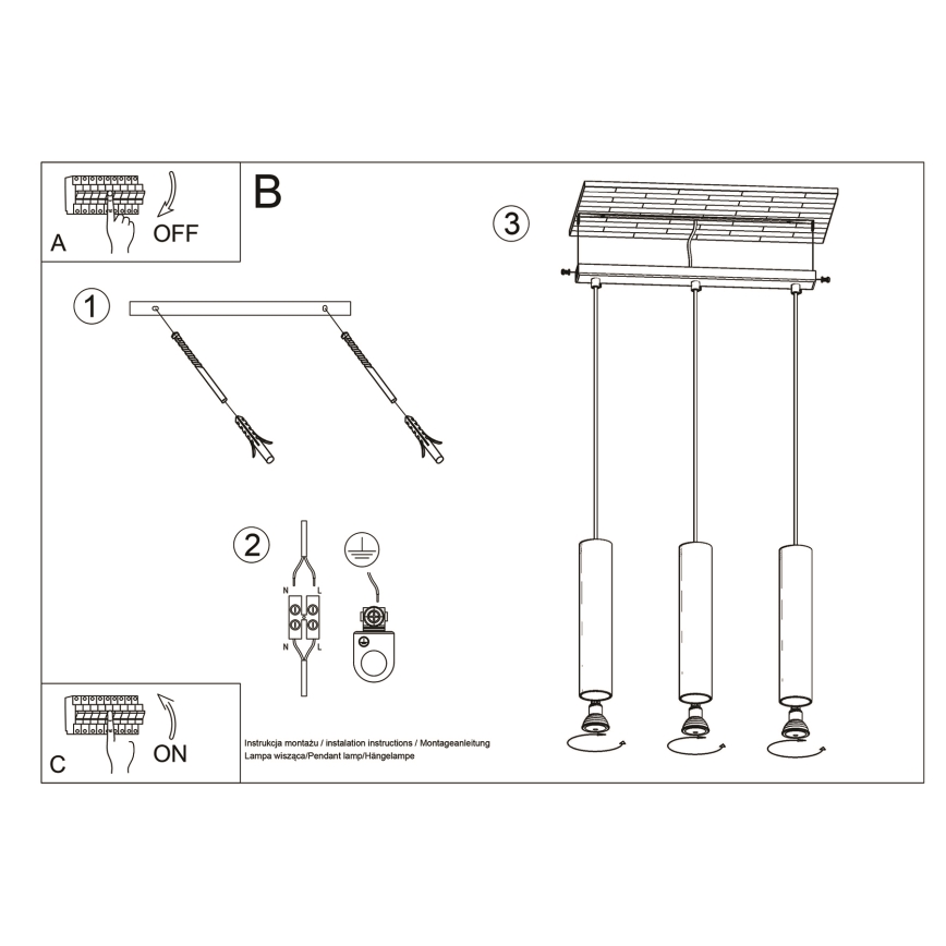 Подвесная люстра LAGOS 3xGU10/10W/230V золотистый