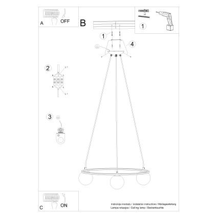 Подвесная люстра YOLI 3xG9/8W/230V черный