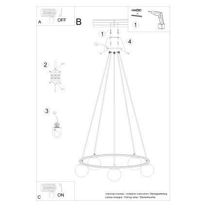 Подвесная люстра YOLI 5xG9/8W/230V черный