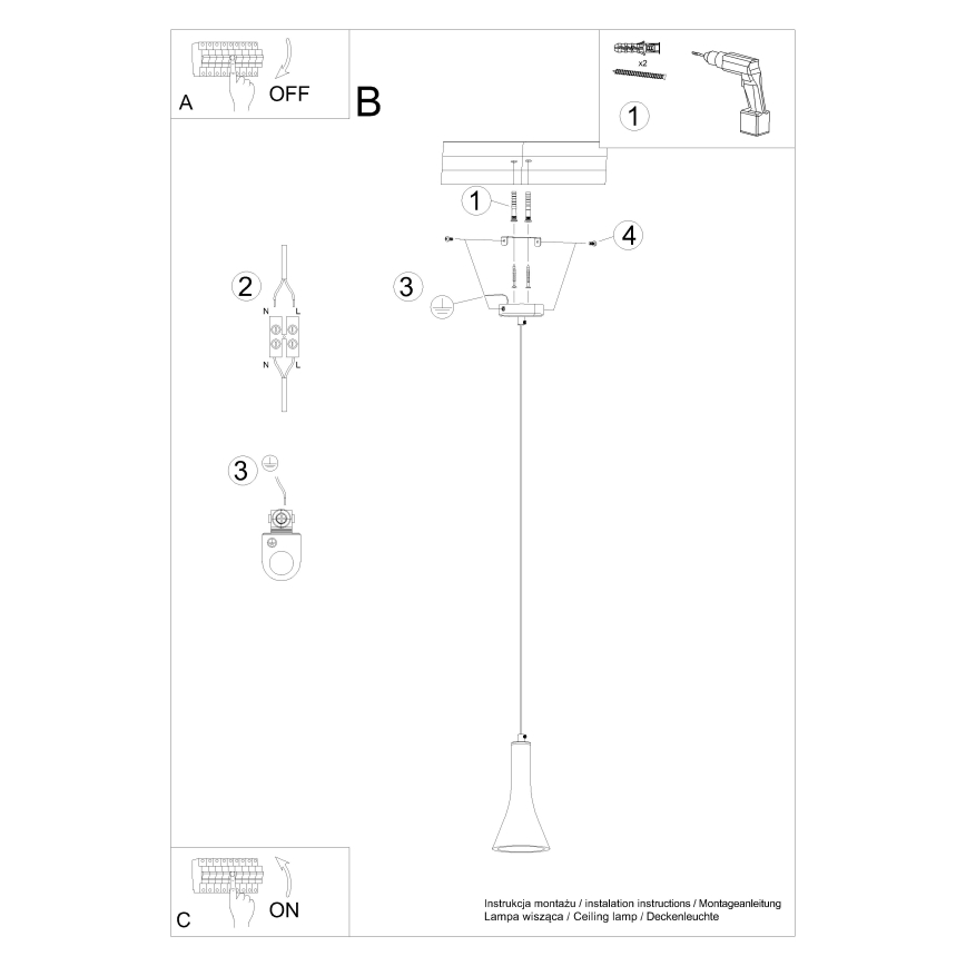 Підвісна люстра REA 1xE14/12W/230V бетон