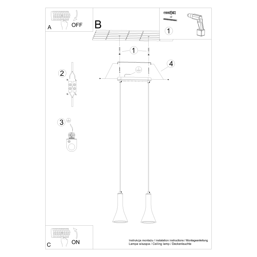 Подвесная люстра REA 2xE14/12W/230V бетон