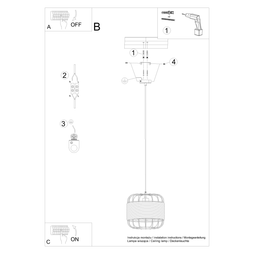 Підвісна люстра FOST 1xE27/15W/230V
