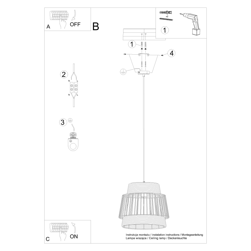 Підвісна люстра BRILO 1xE27/15W/230V