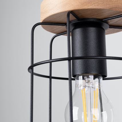 Підвісна люстра GOTTO 1xE27/15W/230V чорний/бук