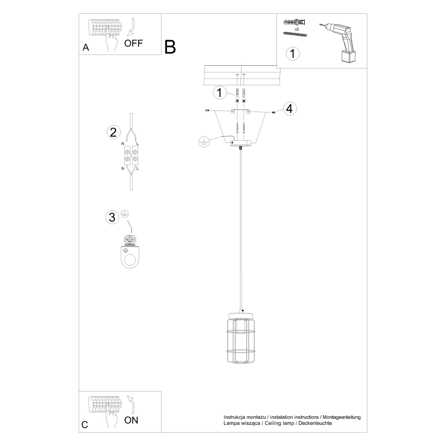 Підвісна люстра GOTTO 1xE27/15W/230V чорний/бук