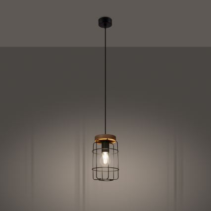 Подвесная люстра GOTTO 1xE27/15W/230V черный/бук