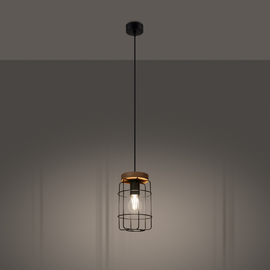 Подвесная люстра GOTTO 1xE27/15W/230V черный/бук