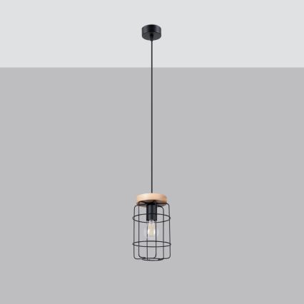 Подвесная люстра GOTTO 1xE27/15W/230V черный/бук