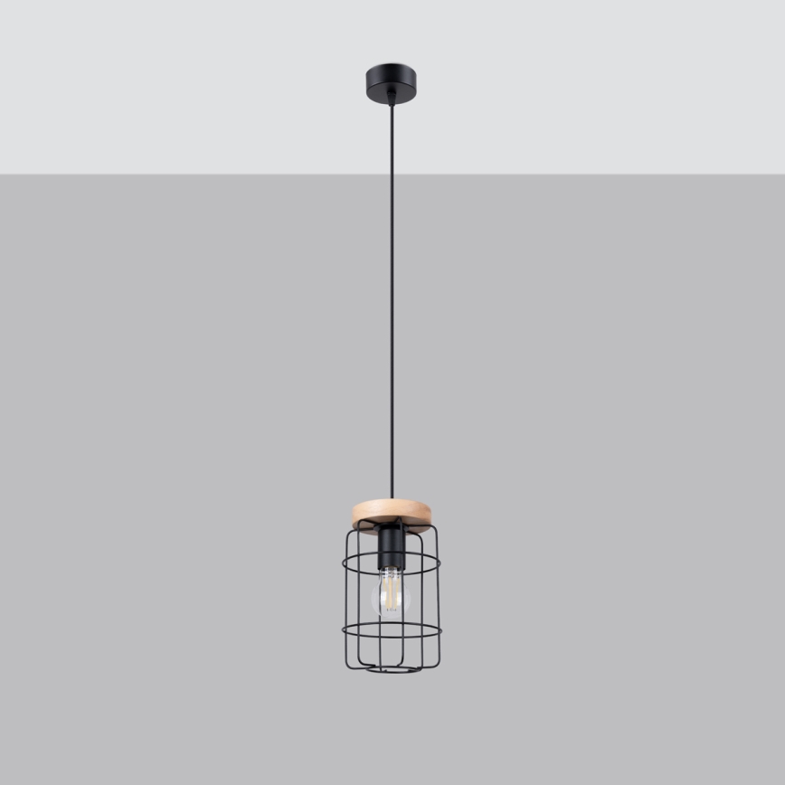 Подвесная люстра GOTTO 1xE27/15W/230V черный/бук