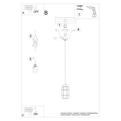 Подвесная люстра GOTTO 1xE27/15W/230V черный/бук