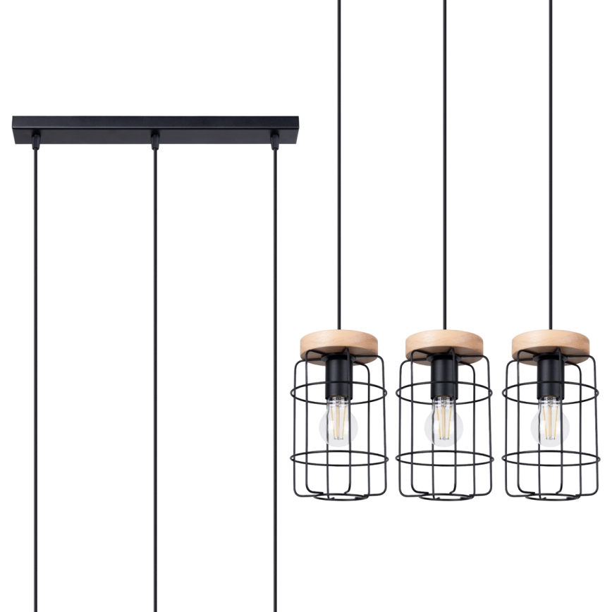 Подвесная люстра GOTTO 3xE27/15W/230V черный/бук