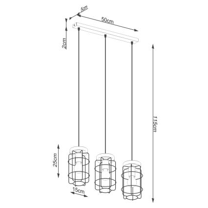 Подвесная люстра GOTTO 3xE27/15W/230V черный/бук