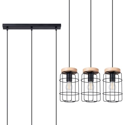 Подвесная люстра GOTTO 3xE27/15W/230V черный/бук