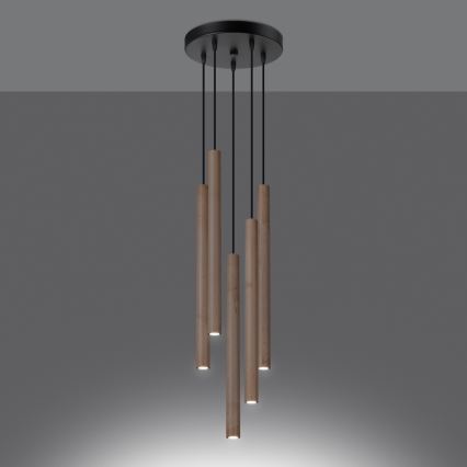 Підвісна люстра PASTELO 5xG9/8W/230V бук