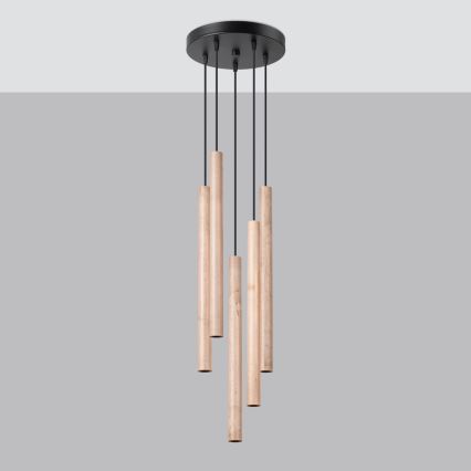 Підвісна люстра PASTELO 5xG9/8W/230V бук